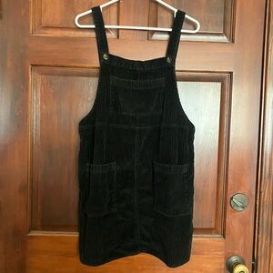 Black corduroy overall dress